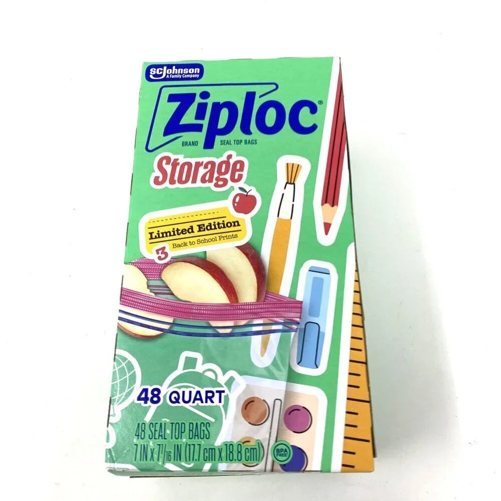Limited Edition Ziploc 48 Seal Top Quart Size Bags Back To School Rare